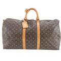 Louis Vuitton Monogram Keepall 55 Leather Boston Bag Tote Travel