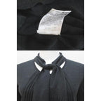 Celine Long Sleeve Knit Sweater L Gray Dark Scarf Color Pleats Made In Italy — view 9