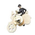 Chanel Brooch Black White Gold Metal CC Logo Bike Motif — view 2