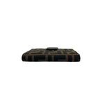 Fendi Zucca FF Pattern Canvas Leather Bifold Wallet Mini Card Case Brown Black — view 6