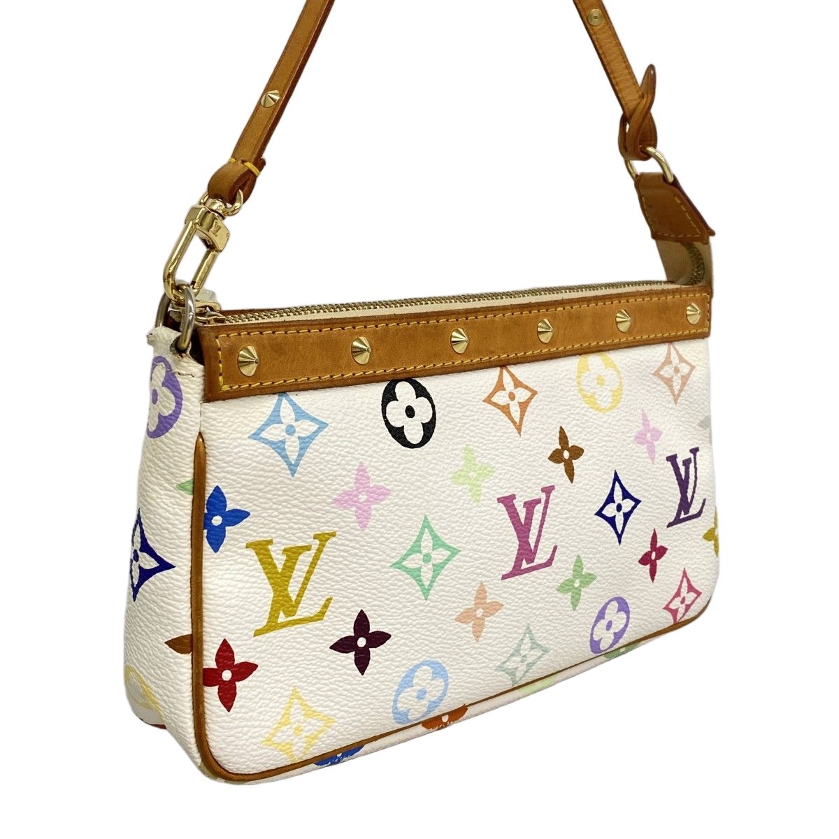 Louis Vuitton Pouch Monogram Multicolor Pochette Blanc — view 2
