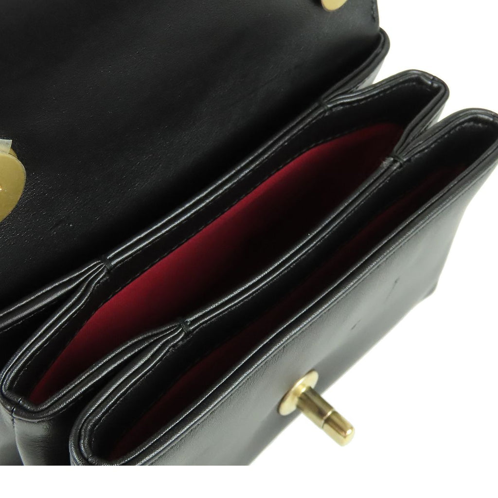 Chanel Quilted Single Flap Black Gold Lambskin Faux Pearl 2-Way Shoulder Bag — view 5