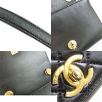 Chanel Quilted Single Flap Black Gold Lambskin Faux Pearl 2-Way Shoulder Bag — view 8