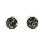 Chanel Coco Mark Rhinestone Ball Stud Earrings Black 08A