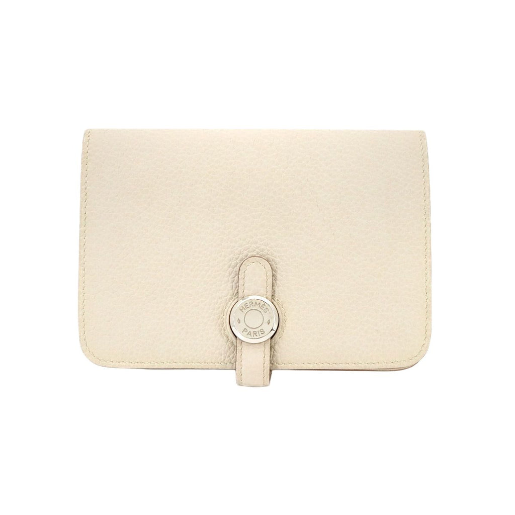 Hermes Dogon Compact Bifold Wallet Togo Beton Silver