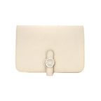 Hermes Dogon Compact Bifold Wallet Togo Beton Silver