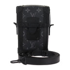 Louis Vuitton Vertical Trunk Wearable Wallet Shoulder Bag Leather Black