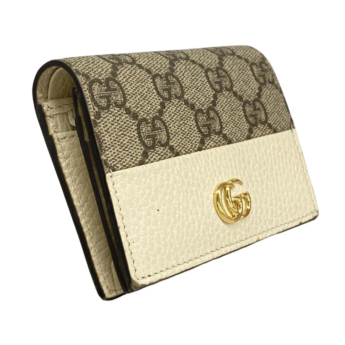 Gucci Wallet GG Marmont Supreme Leather Brown Ivory Gold — view 2