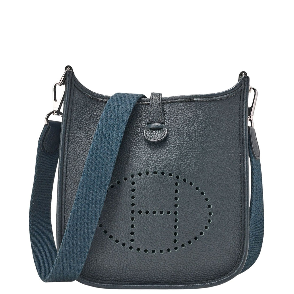 Hermes Evelyne TPM Shoulder Bag Taurillon Clemence Blue Orage