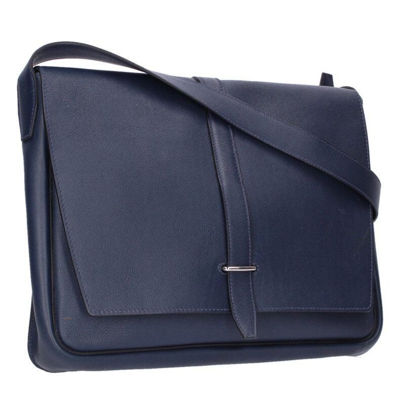 Hermes Ste Bright Togo Blue Nuit Flap Shoulder Bag