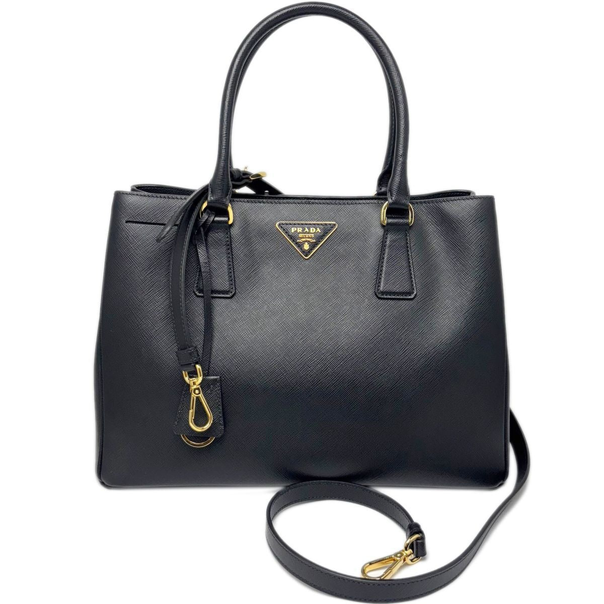 Prada Saffiano Leather 2-Way Bag Handbag Black