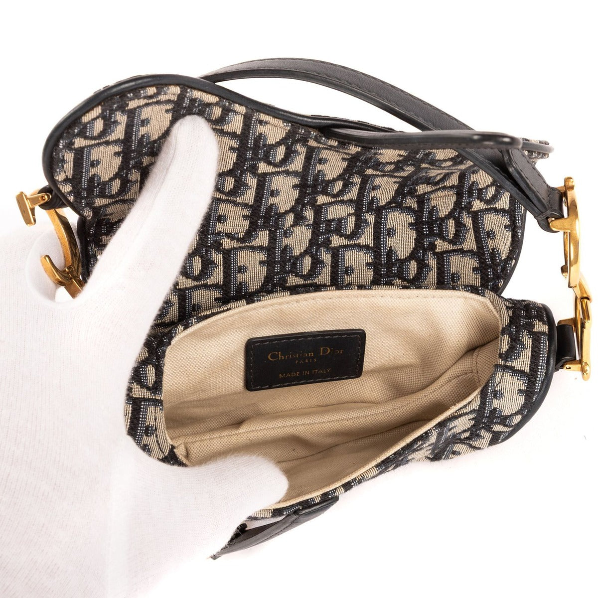 Dior Oblique Saddle Navy Diorissimo Canvas Shoulder Bag — view 9