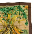 Hermes Carre 90 Scarf Silk Kuggor Tree Brown — view 3