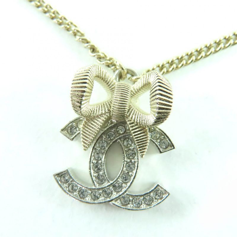 Chanel B24K Coco Mark Ribbon Rhinestone Necklace Chien Pan — view 2