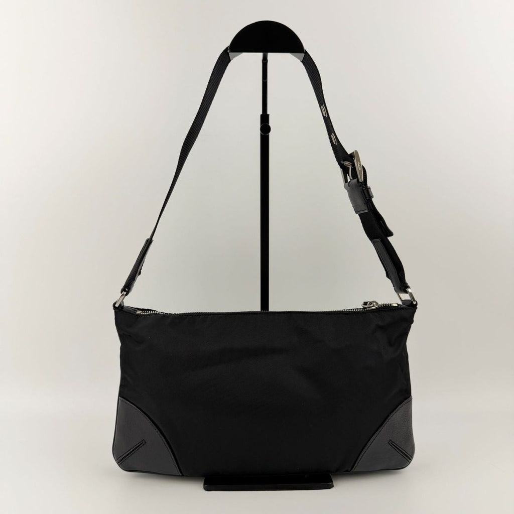Prada Shoulder Bag Black Nylon Leather Vintage — view 3