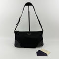 Prada Shoulder Bag Black Nylon Leather Vintage