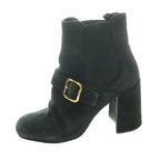 Prada Suede Ankle Boots Side Gore Short 35 Black SS