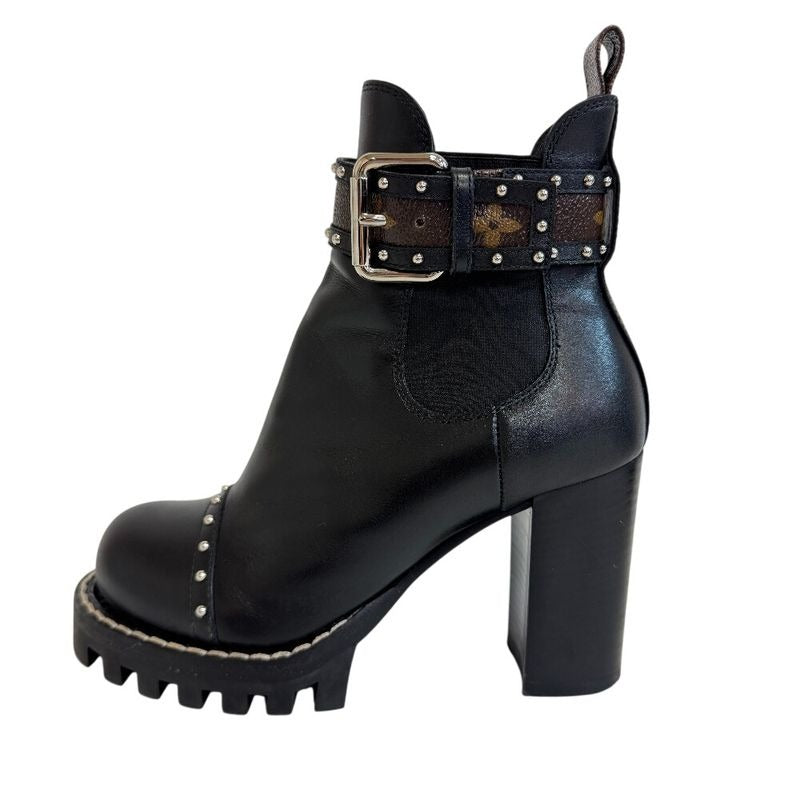 Louis Vuitton Studded Belt Side Gore Boots Star Trail Line Black