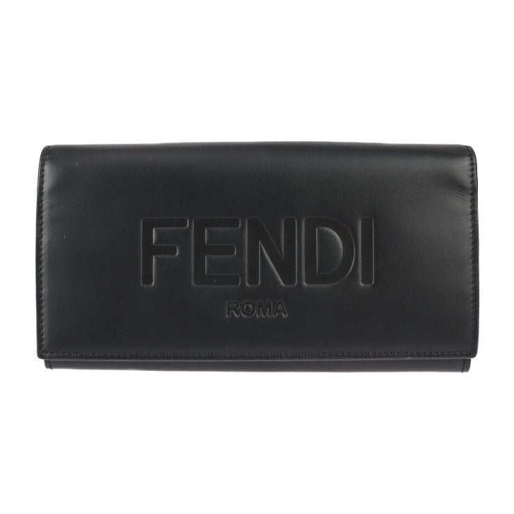 Fendi Continental Wallet Long 7 M0264 Calf Leather Black Silver Hardware
