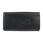 Fendi Continental Wallet Long 7 M0264 Calf Leather Black Silver Hardware