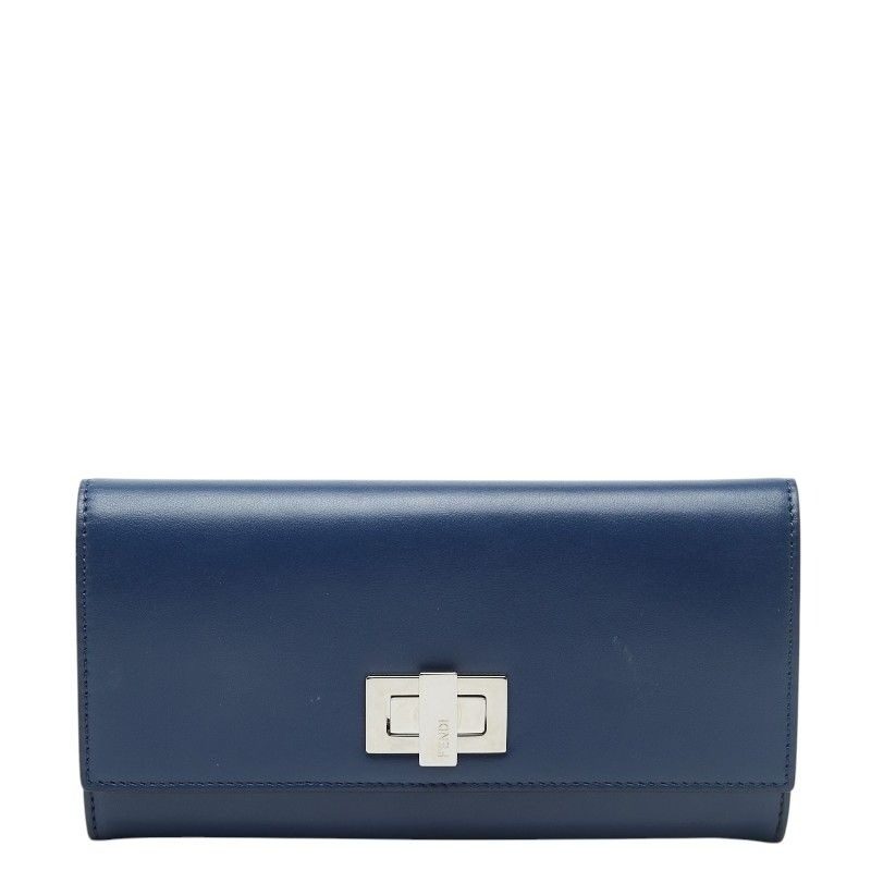 Fendi Peekaboo Wallet Blue Leather