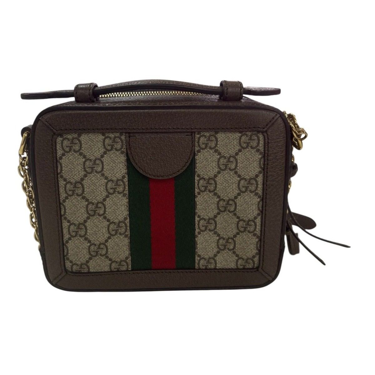 Gucci Ophidia Brown Gold GG Supreme Canvas Leather Shoulder Bag — view 2