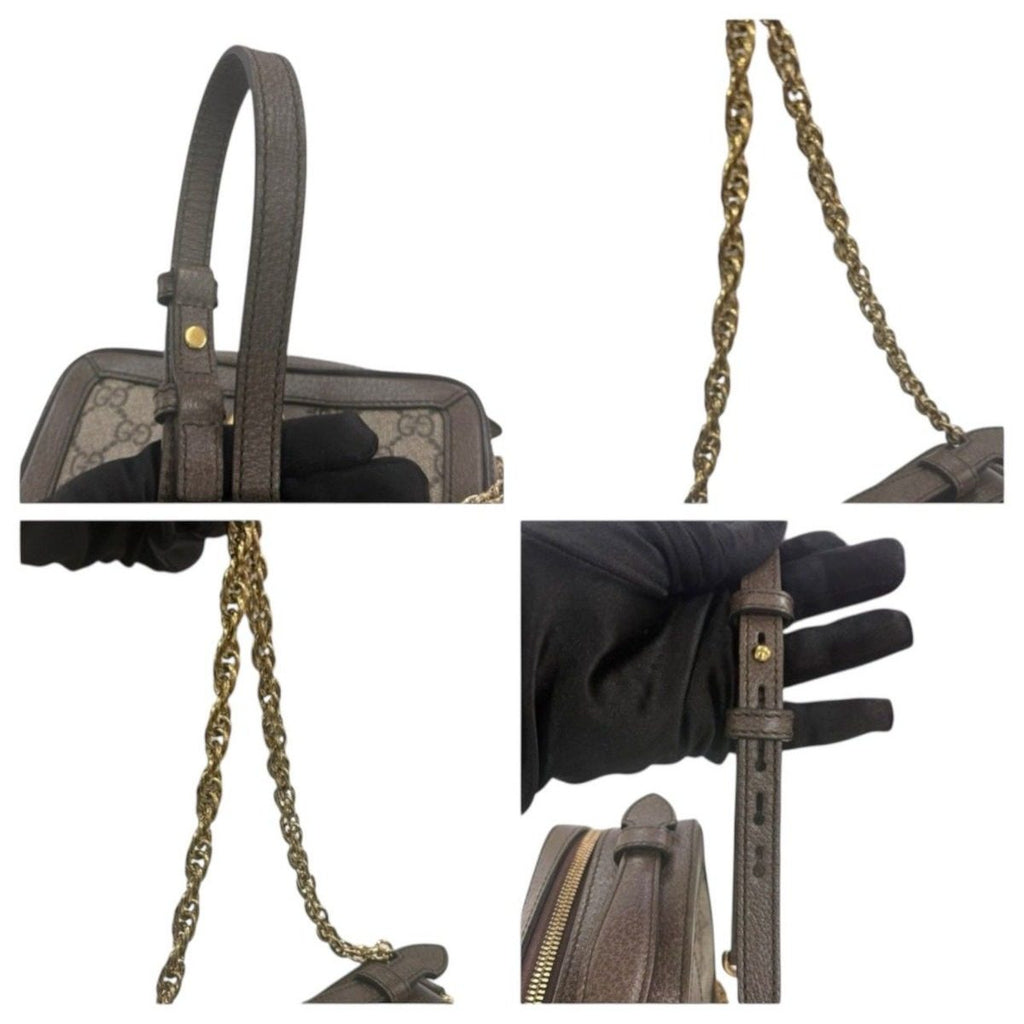 Gucci Ophidia Brown Gold GG Supreme Canvas Leather Shoulder Bag — view 7