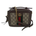 Gucci Ophidia Brown Gold GG Supreme Canvas Leather Shoulder Bag
