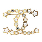 Chanel Brooch Rhinestone and Costume Pearl White — view 2