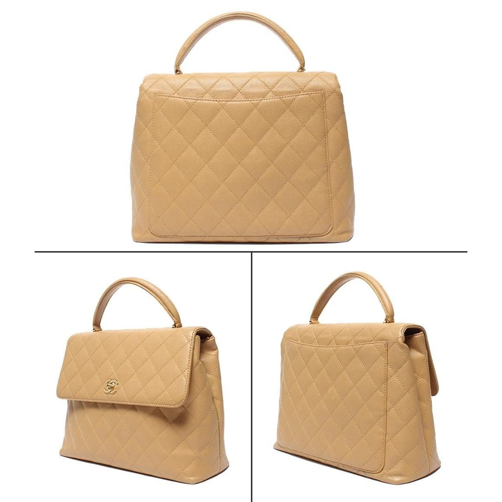 Chanel Handbag Gold Caviar Leather Quilted Top Handle — view 2