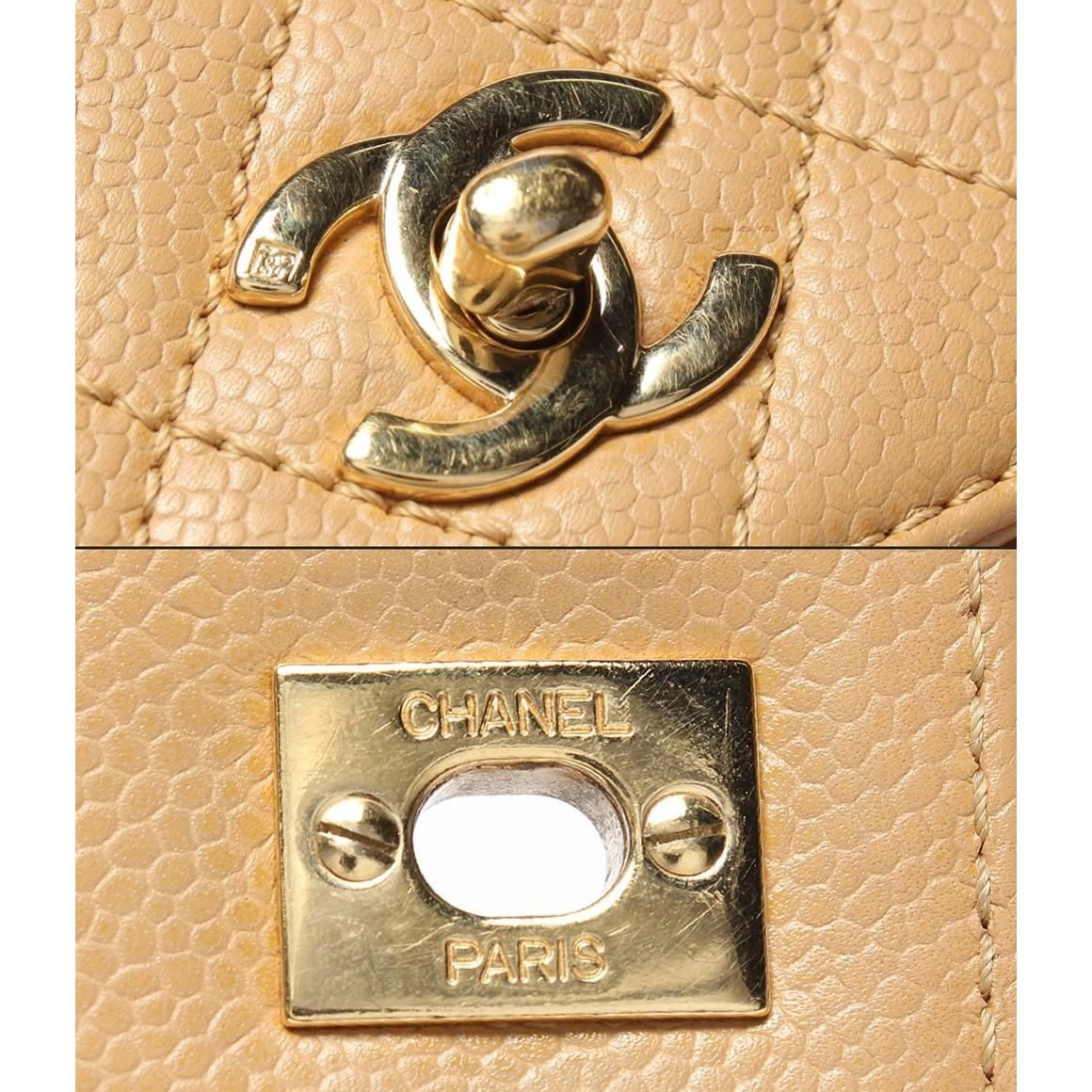 Chanel Handbag Gold Caviar Leather Quilted Top Handle — view 6
