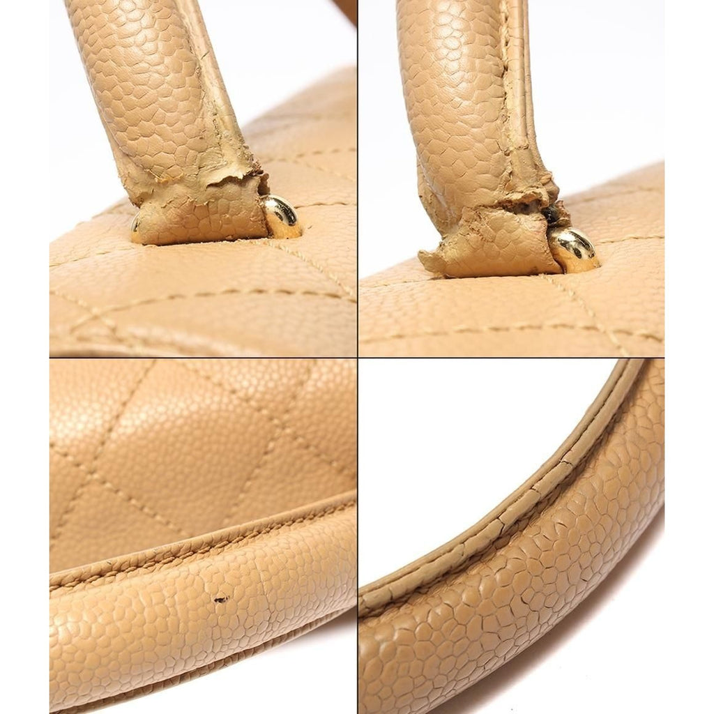 Chanel Handbag Gold Caviar Leather Quilted Top Handle — view 7