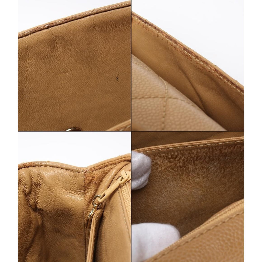 Chanel Handbag Gold Caviar Leather Quilted Top Handle — view 9