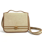 Hermes Shoulder Bag Tankard Leather Canvas Beige