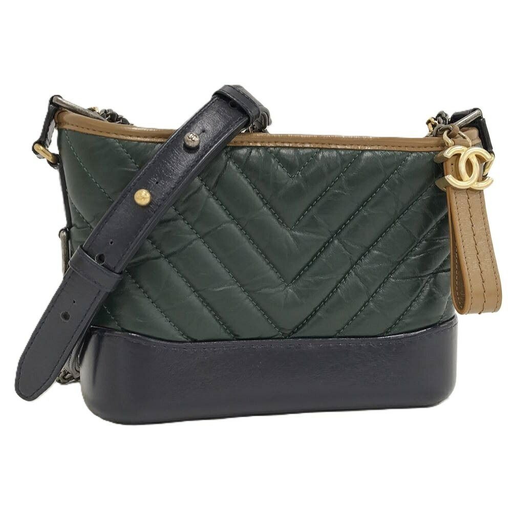 Chanel Gabriel de Chain Shoulder Bag Leather Green