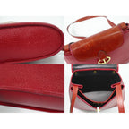 Dior Leather Shoulder Bag Pochette Red — view 8