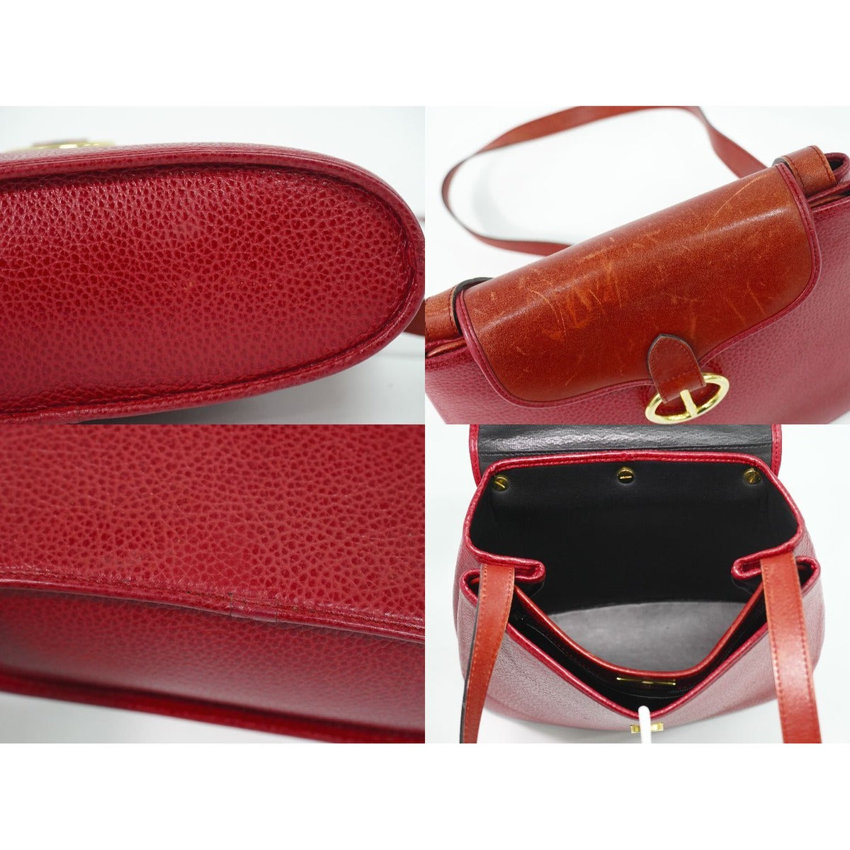 Dior Leather Shoulder Bag Pochette Red — view 8
