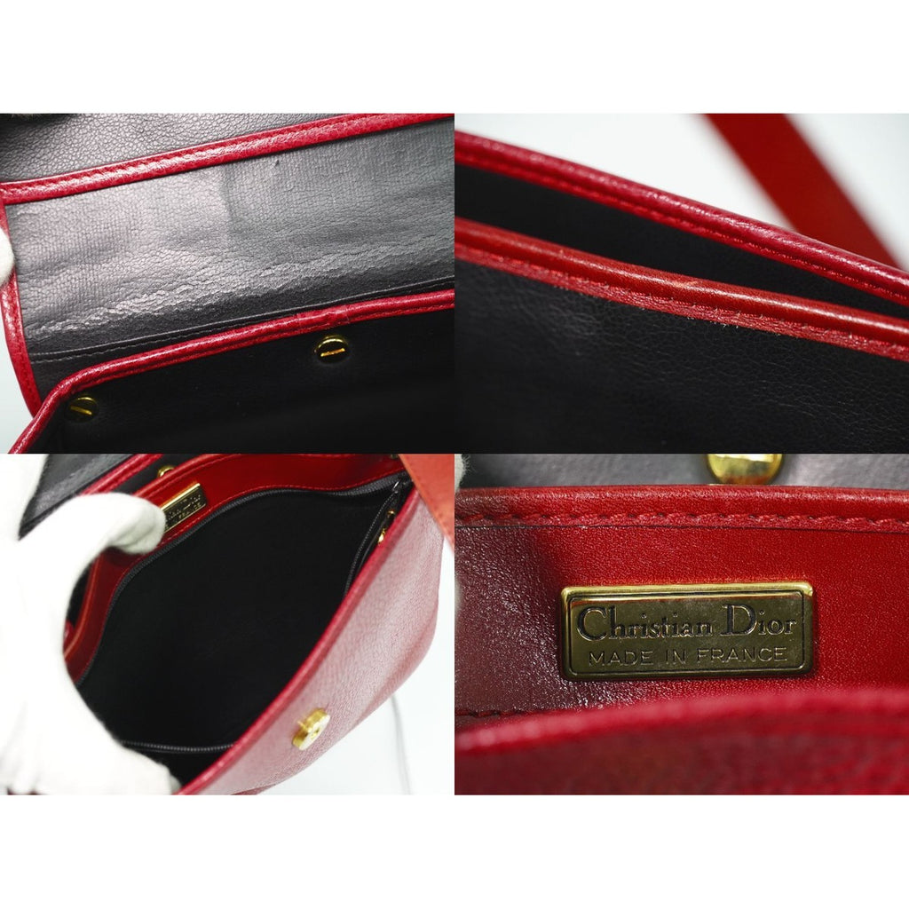 Dior Leather Shoulder Bag Pochette Red — view 9