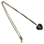 Chanel with Rice CC Logo Heart Motif Plastic Rhinestone Necklace Black — view 4