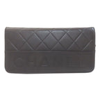 Chanel Quilted Silver Long Wallet
