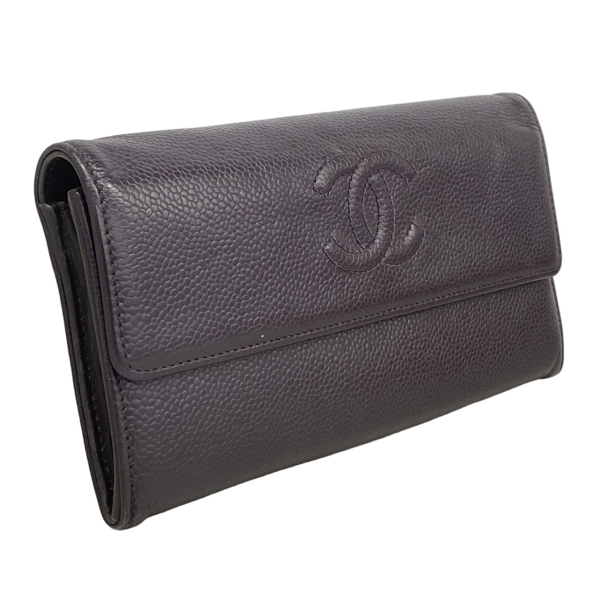 Chanel Wallet Caviar Leather Purple Silver — view 2