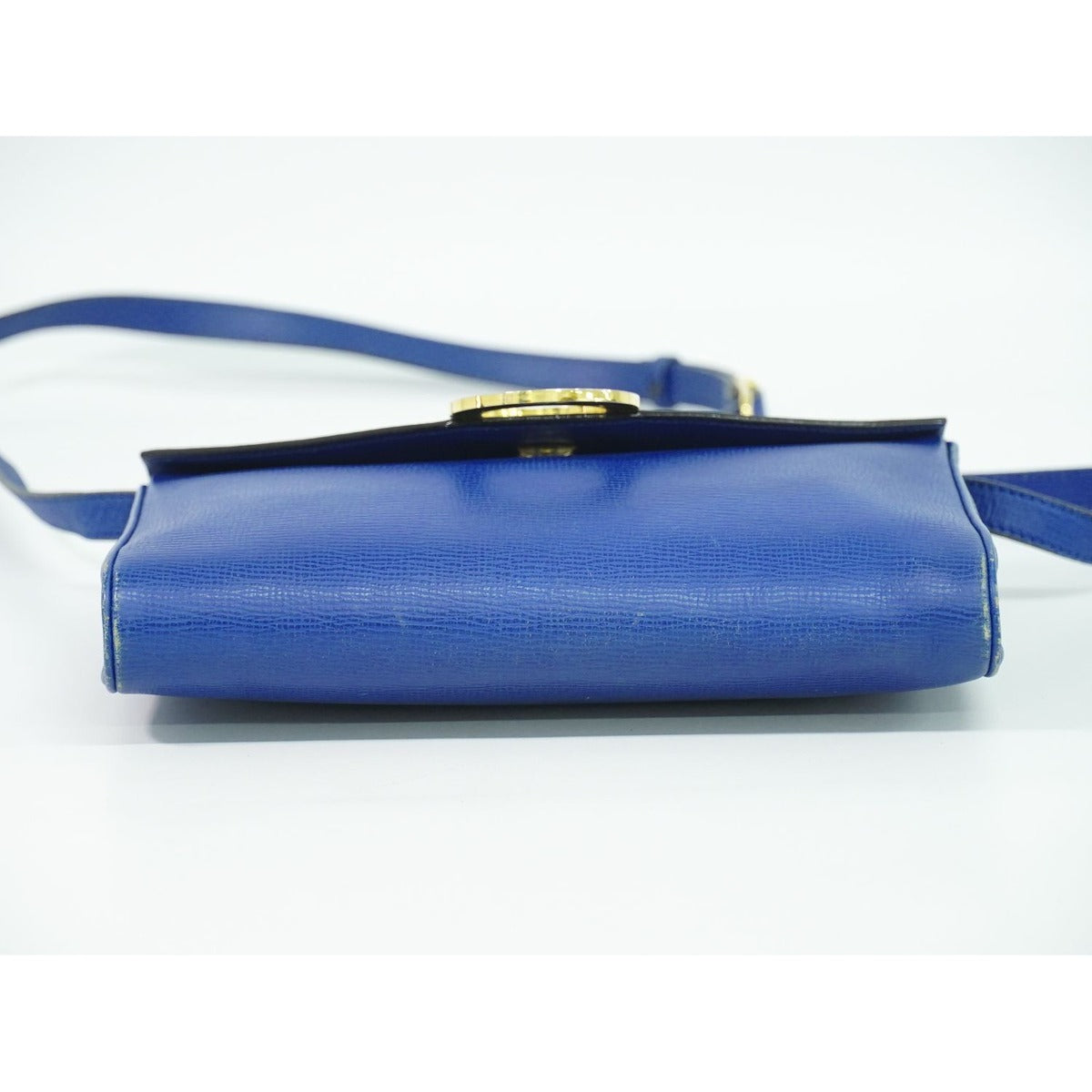 Celine Circle Logo Shoulder Bag Pochette Leather Blue — view 3
