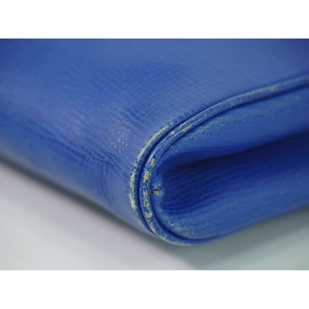 Celine Circle Logo Shoulder Bag Pochette Leather Blue — view 4