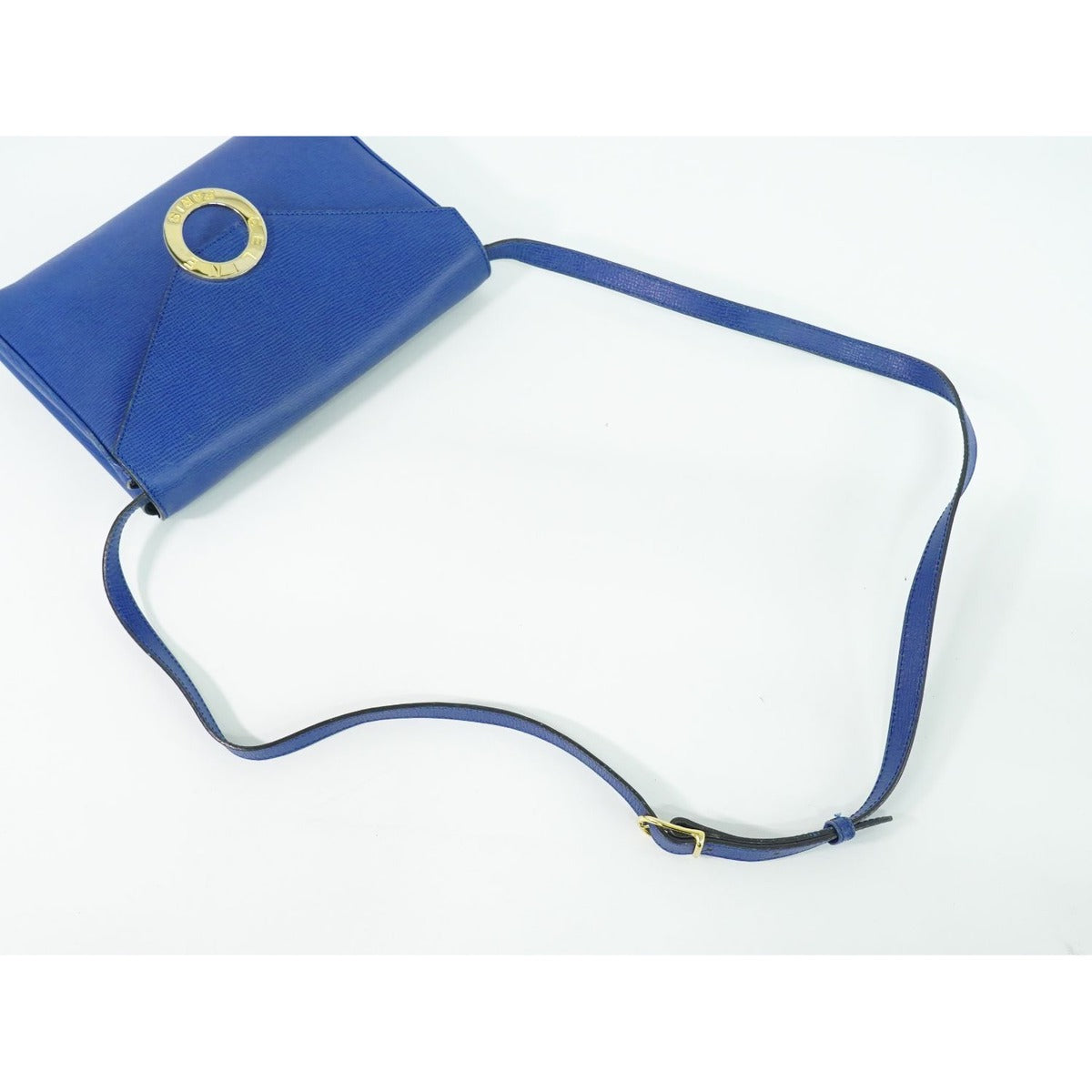 Celine Circle Logo Shoulder Bag Pochette Leather Blue — view 5