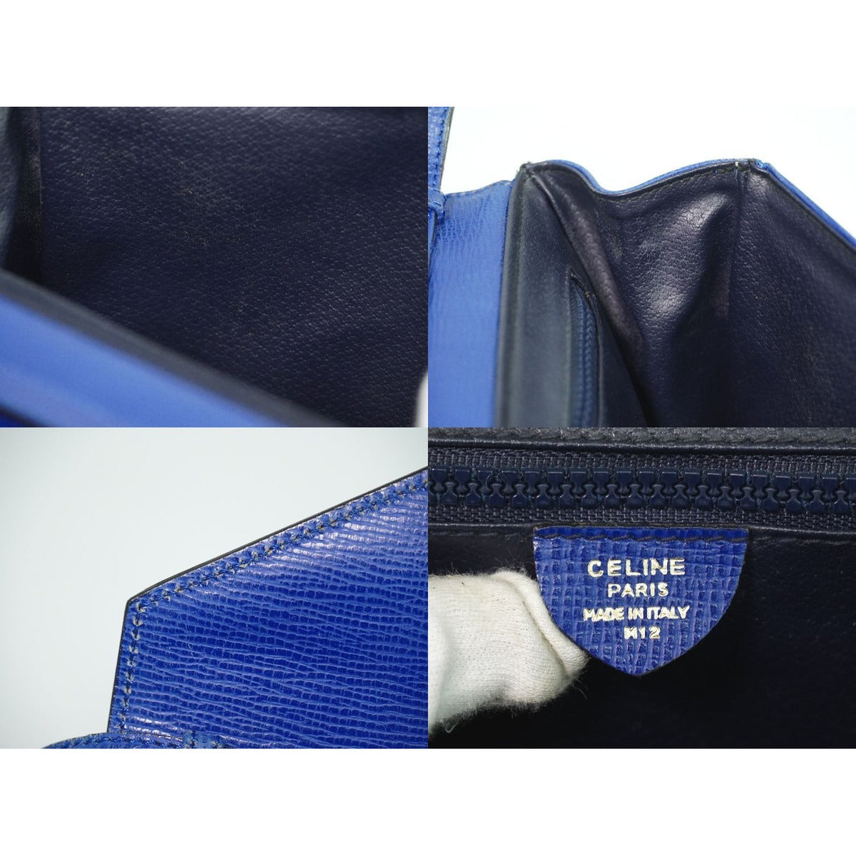 Celine Circle Logo Shoulder Bag Pochette Leather Blue — view 9