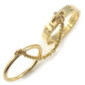 Hermes Ring Kelly TPM Double 2 two Finger Chain 18K Yellow Gold No 12 52