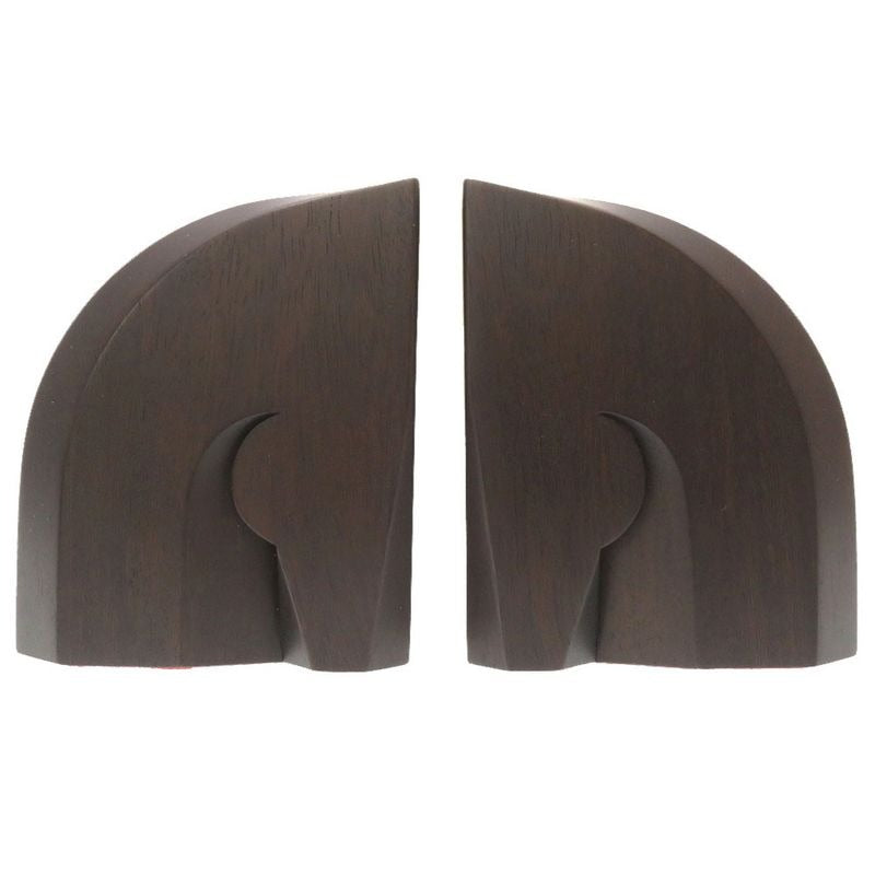 Hermes Bookends Set Wood Taurillon H Brown Rouge Book Stand 0110