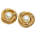 Chanel Pearl Rhinestone Round Gold Plated Faux — view 2