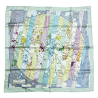 Hermes Carre 90 Scarf le Monde Est Vaste Pattern 100% Silk Green
