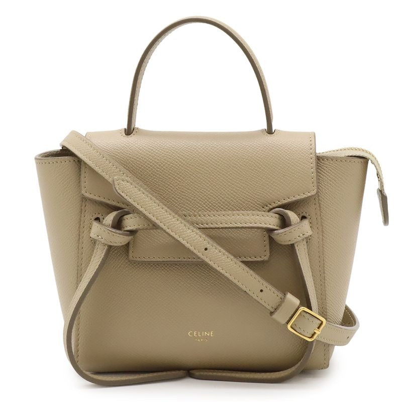 Celine Pico Belt Bag Handbag Mini 2-Way Shoulder Leather Sand